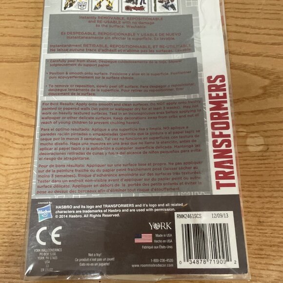 Hasbro Transformers Peel Stick Wall Decals 20 Self-Adhesive Reusable Removable - Picture 6 of 6